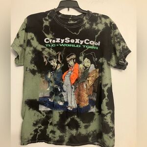 TLC crazy sexy cool TLC world tour tie-dye t-shirt green/black medium y2k